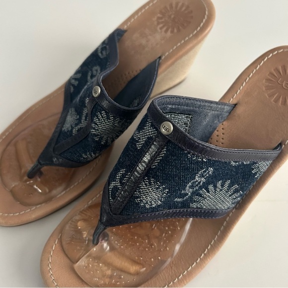 UGG Solera Denim Logo Wedge Sandals | Size 8 - Picture 8 of 8